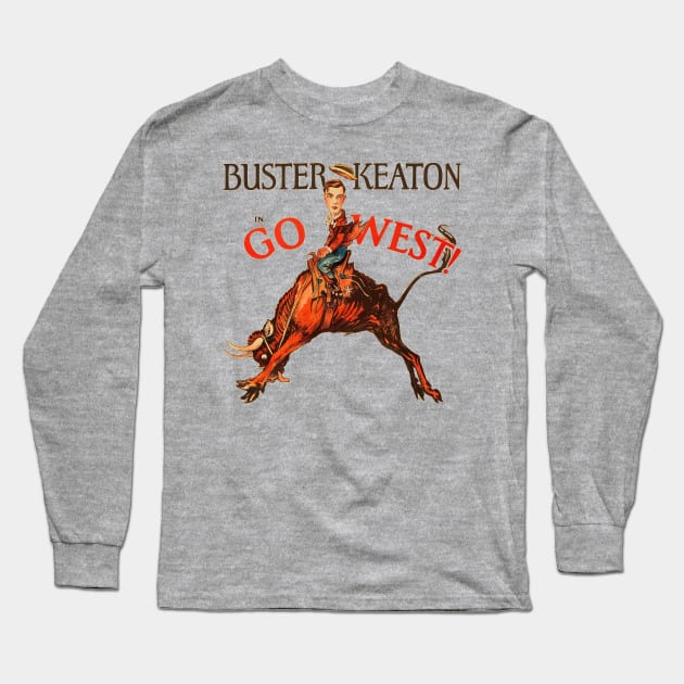 Buster Keaton in Go West! Long Sleeve T-Shirt by MovieFunTime